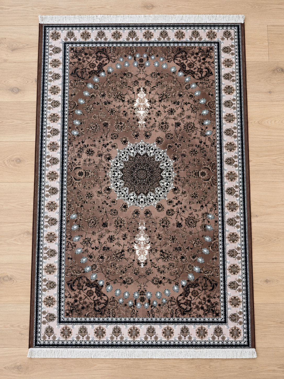 Quartz – Luxury Velvet Rug, Mocha Brown & Champagne (LVB-307)