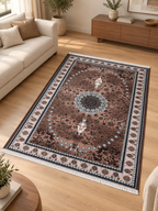 Quartz – Luxury Velvet Rug, Mocha Brown & Champagne (LVB-307)