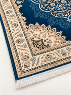 Cobalt – Luxury Velvet Rug, Royal Blue & Cream Traditional Design (LVB-306)