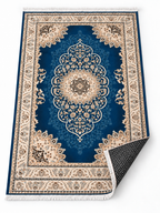Cobalt – Luxury Velvet Rug, Royal Blue & Cream Traditional Design (LVB-306)