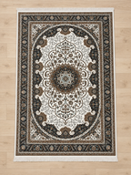 Pearl – Luxury Velvet Rug, Cream & Black Traditional Design (LVB-305)