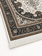 Pearl – Luxury Velvet Rug, Cream & Black Traditional Design (LVB-305)