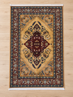 Amber – Luxury Velvet Rug, Gold & Maroon Traditional Design (LVB-304)