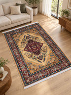 Amber – Luxury Velvet Rug, Gold & Maroon Traditional Design (LVB-304)