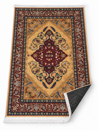 Amber – Luxury Velvet Rug, Gold & Maroon Traditional Design (LVB-304)