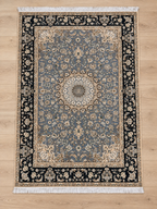 Moonstone – Luxury Velvet Rug, Grey & Black Persian Design (LVB-302)