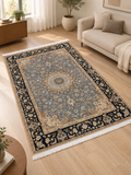 Moonstone – Luxury Velvet Rug, Grey & Black Persian Design (LVB-302)