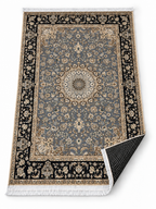 Moonstone – Luxury Velvet Rug, Grey & Black Persian Design (LVB-302)