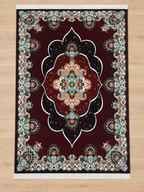 Obsidian– Luxury Velvet Rug, Maroon & Black Traditional Design (LVC-502)