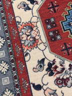 Gul-e-Lal – Luxury Velvet Rug, Red & Blue-Grey Traditional Design (LVC-503)