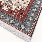 Gul-e-Lal – Luxury Velvet Rug, Red & Blue-Grey Traditional Design (LVC-503)