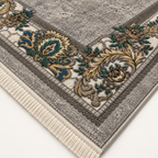 Pewter – Luxury Velvet Rug, Grey & Gold Classic Design (LVC-299)