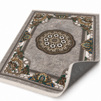 Pewter – Luxury Velvet Rug, Grey & Gold Classic Design (LVC-299)