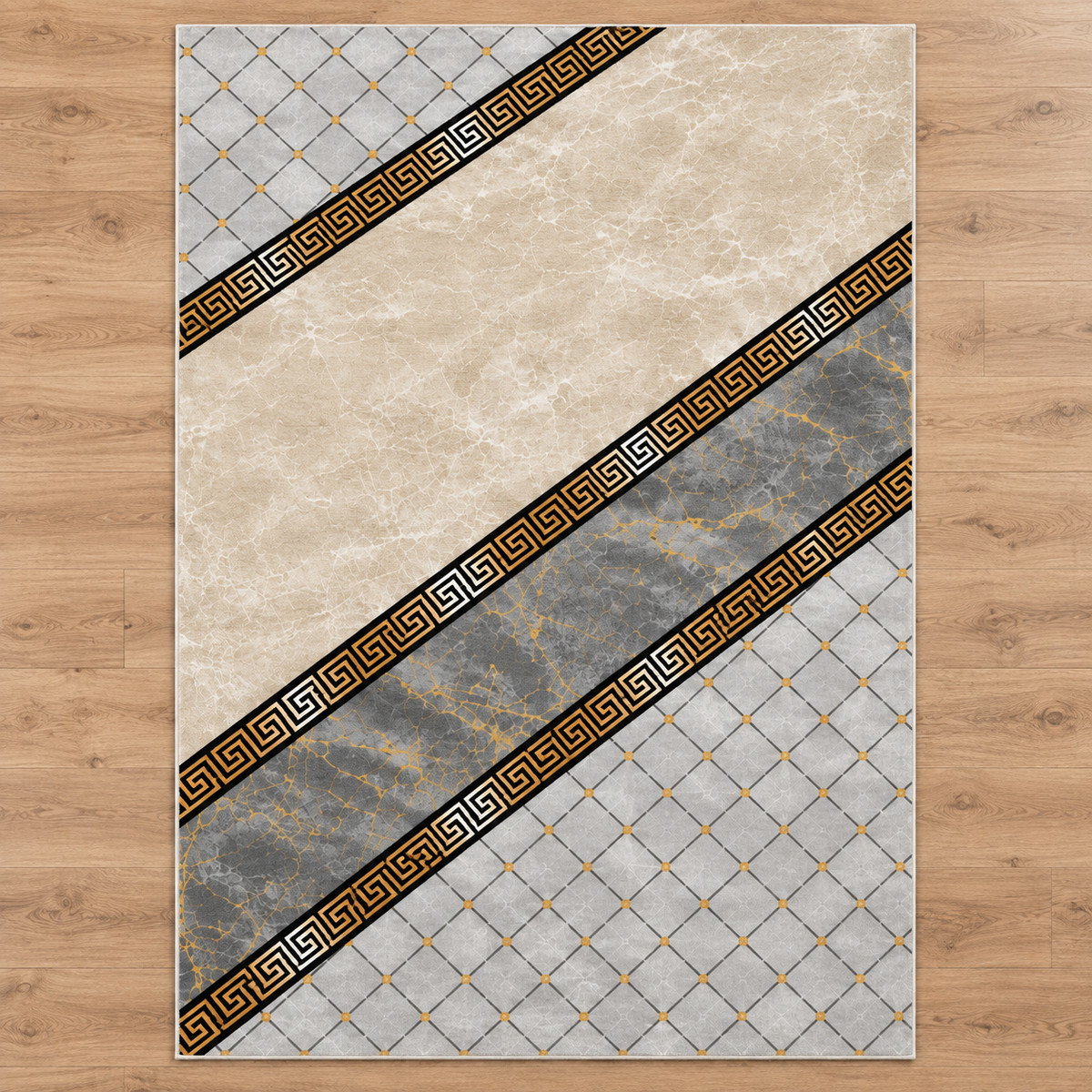 Travertine – Modern Rug, Beige & Grey Marble Design (MD-202)
