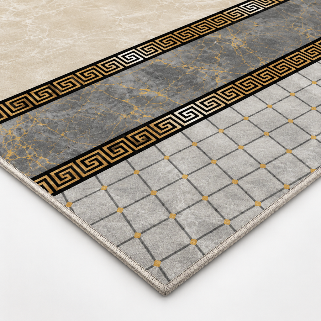 Travertine – Modern Rug, Beige & Grey Marble Design (MD-202)