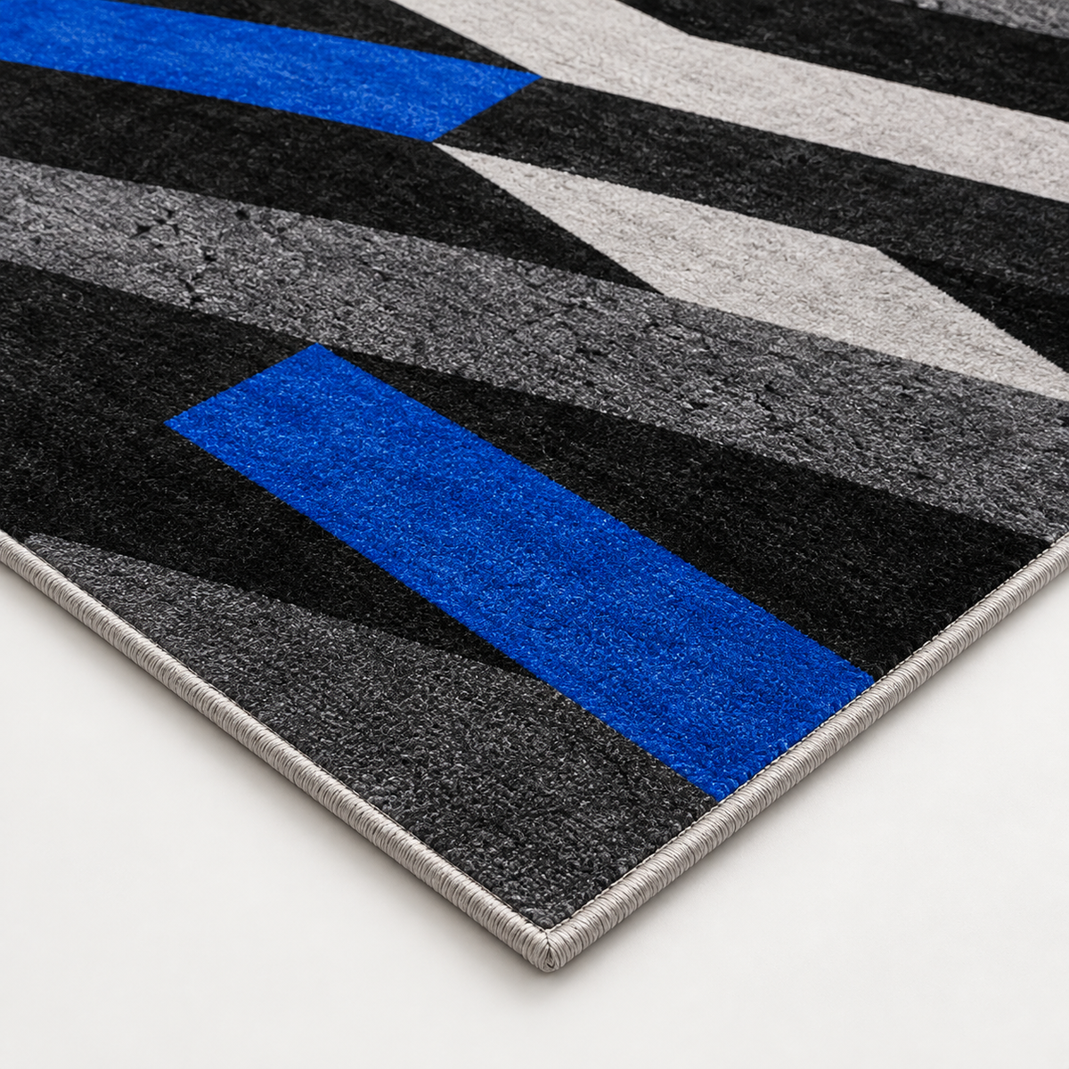 Cobalt – Modern Rug, Black & Blue Geometric Design (MD-208)