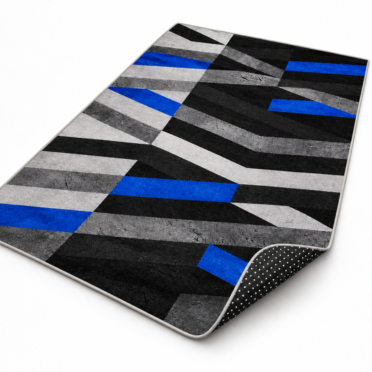 Cobalt – Modern Rug, Black & Blue Geometric Design (MD-208)