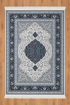 Porcelain – Luxury Velvet Rug, Navy & Ivory Traditional Design (LVC-504)