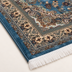 Riviera – Luxury Velvet Rug, Blue & Beige Traditional Design (LVC-508)