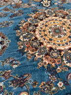 Riviera – Luxury Velvet Rug, Blue & Beige Traditional Design (LVC-508)