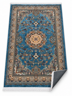 Riviera – Luxury Velvet Rug, Blue & Beige Traditional Design (LVC-508)