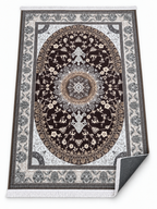 Espresso – Luxury Velvet Rug, Brown & Ivory Traditional Design (LVC-505)