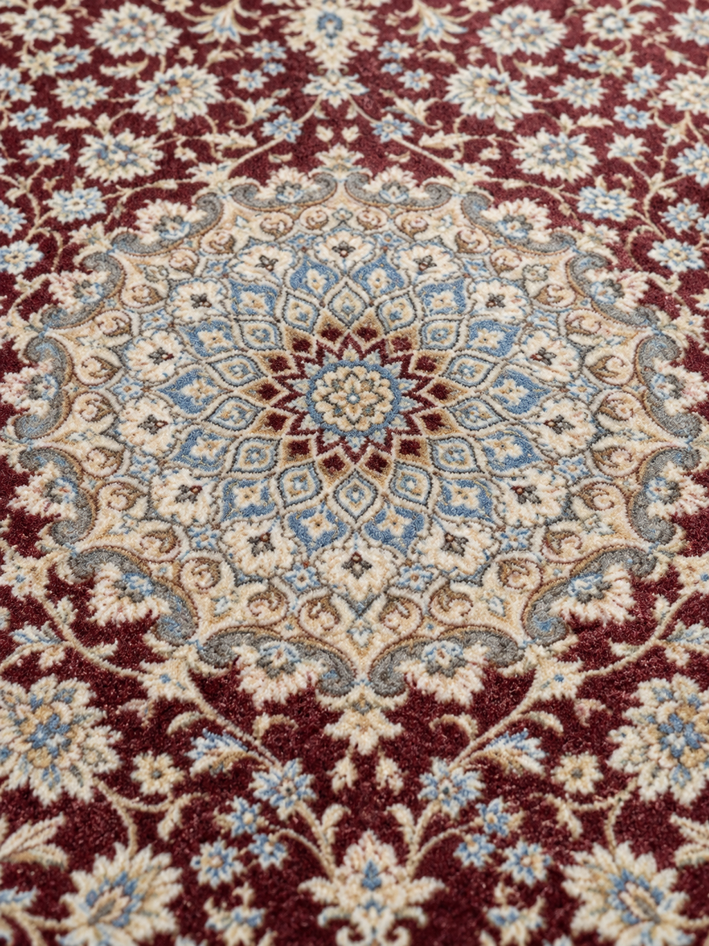 Ruby – Luxury Velvet Rug, Burgundy & Cream Traditional Design (LVC-510)