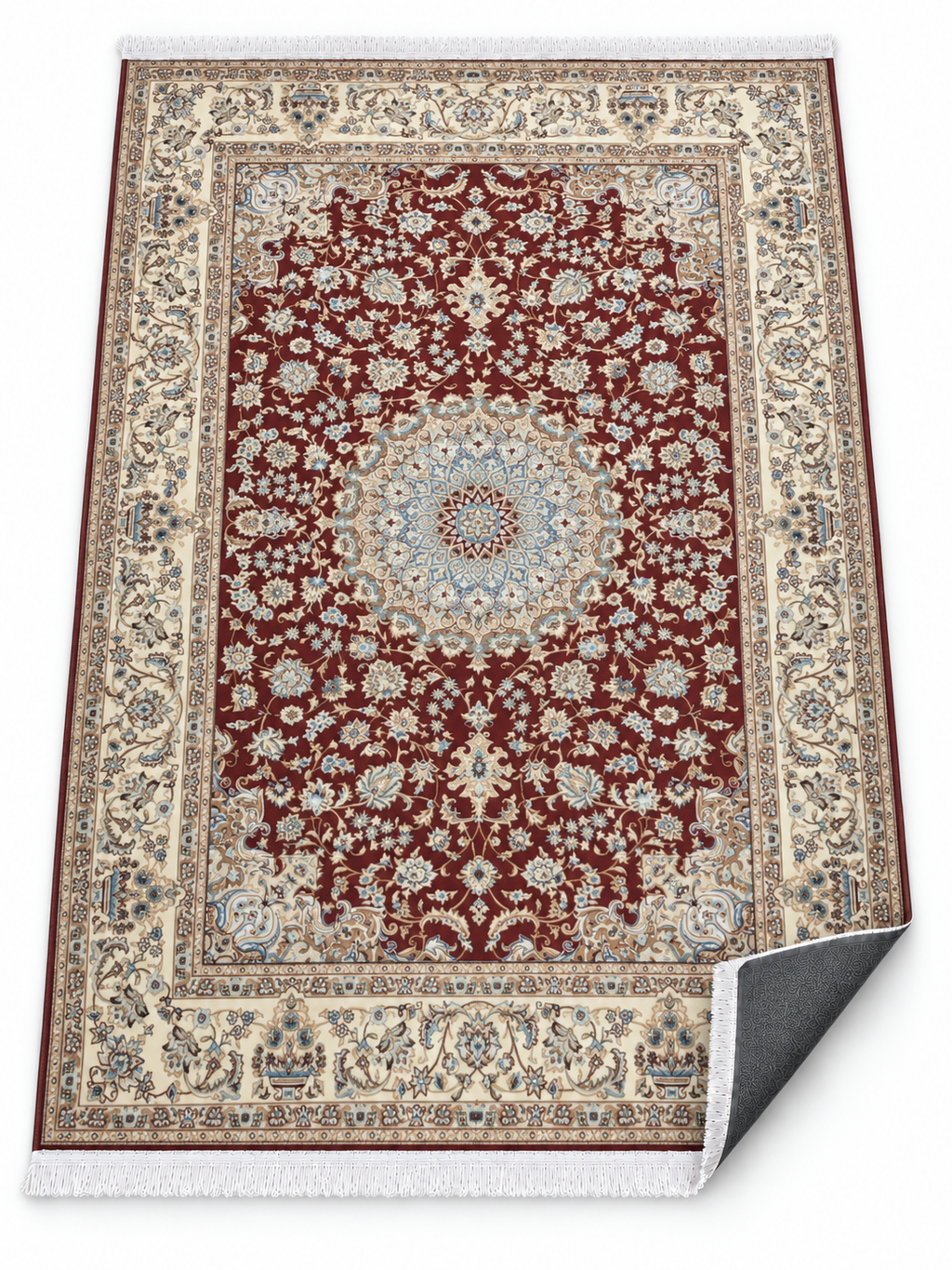 Ruby – Luxury Velvet Rug, Burgundy & Cream Traditional Design (LVC-510)