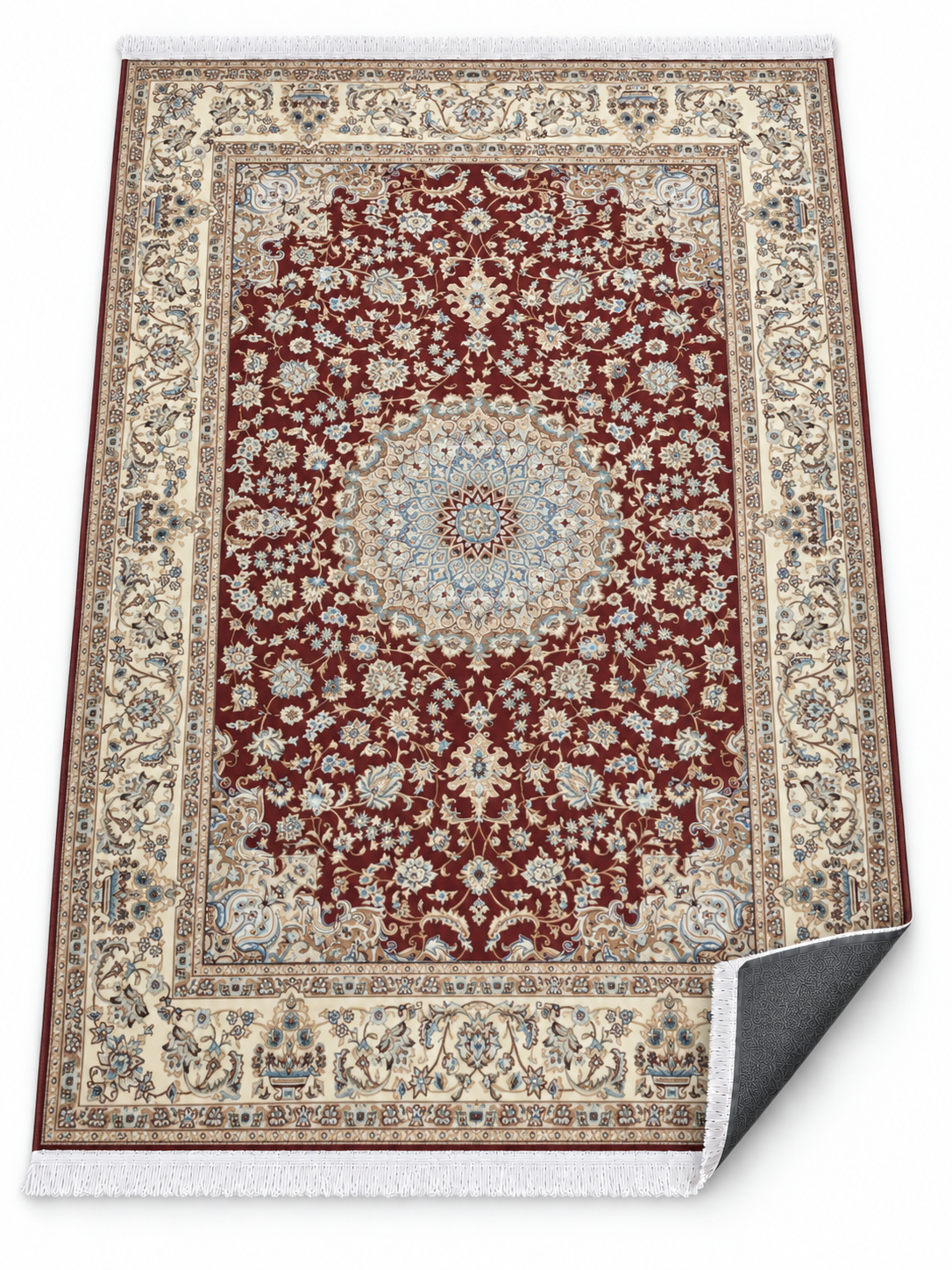 Ruby – Luxury Velvet Rug, Burgundy & Cream Traditional Design (LVC-510)