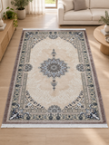Latte– Luxury Velvet Rug, Beige & Taupe Traditional Design (LVC-507)
