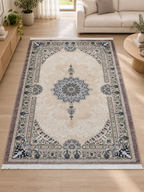 Latte– Luxury Velvet Rug, Beige & Taupe Traditional Design (LVC-507)