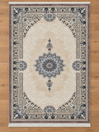 Latte– Luxury Velvet Rug, Beige & Taupe Traditional Design (LVC-507)