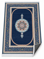 Regatta– Luxury Velvet Rug, Navy & Beige Traditional Design (LVC-506)