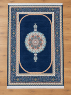 Regatta– Luxury Velvet Rug, Navy & Beige Traditional Design (LVC-506)