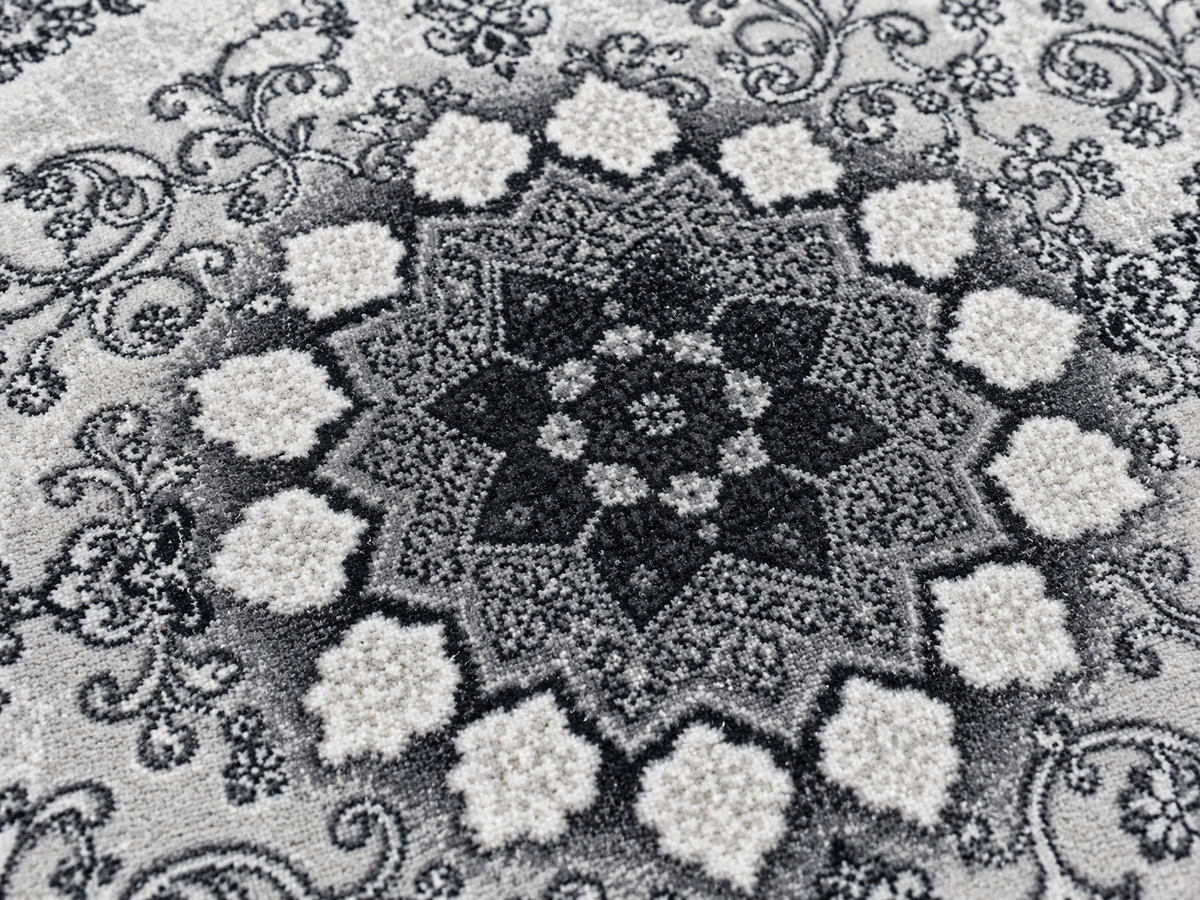 Smoke – Luxury Velvet Rug, Grey & Black Modern Design (LVC-501)