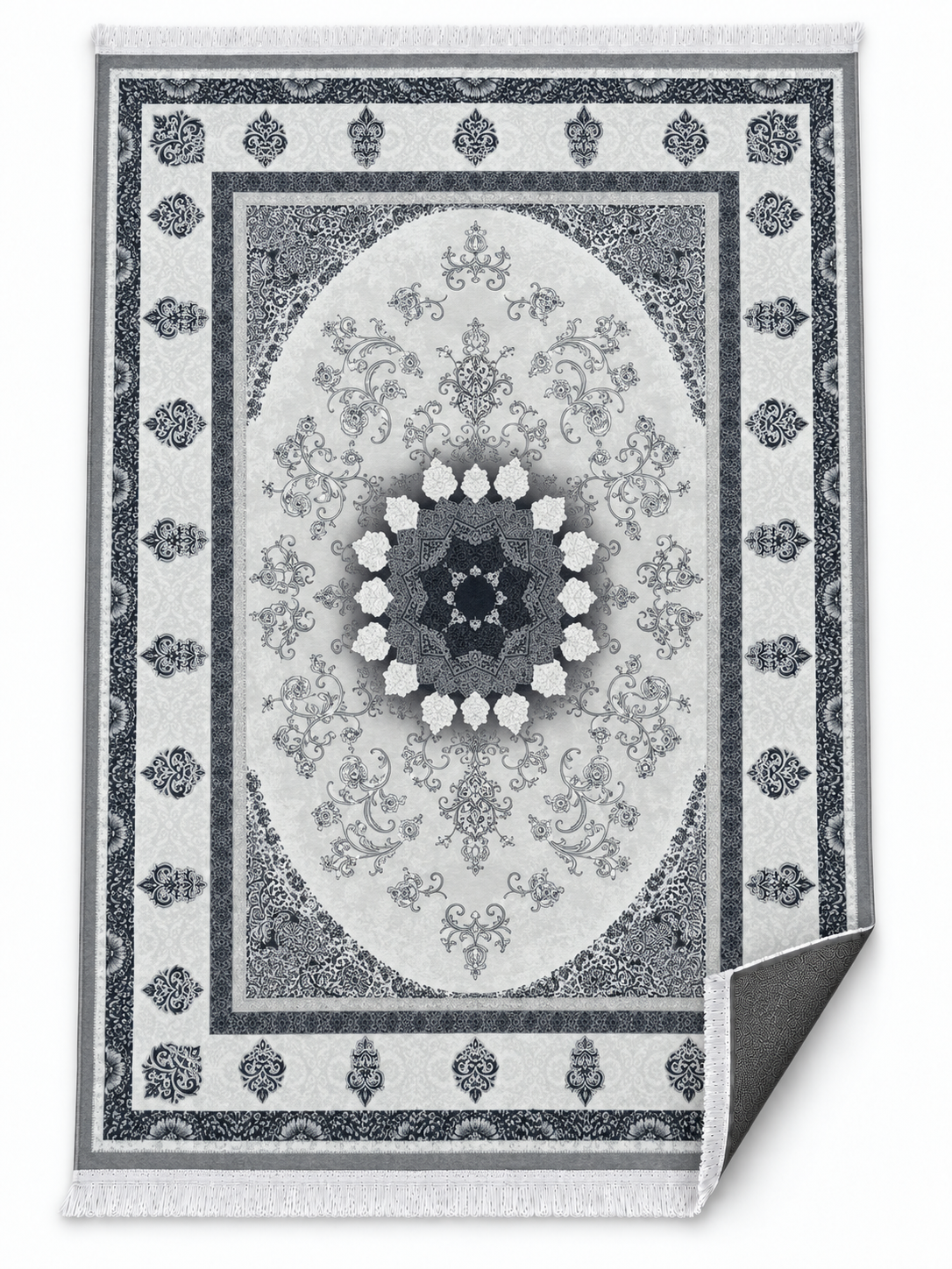 Smoke – Luxury Velvet Rug, Grey & Black Modern Design (LVC-501)