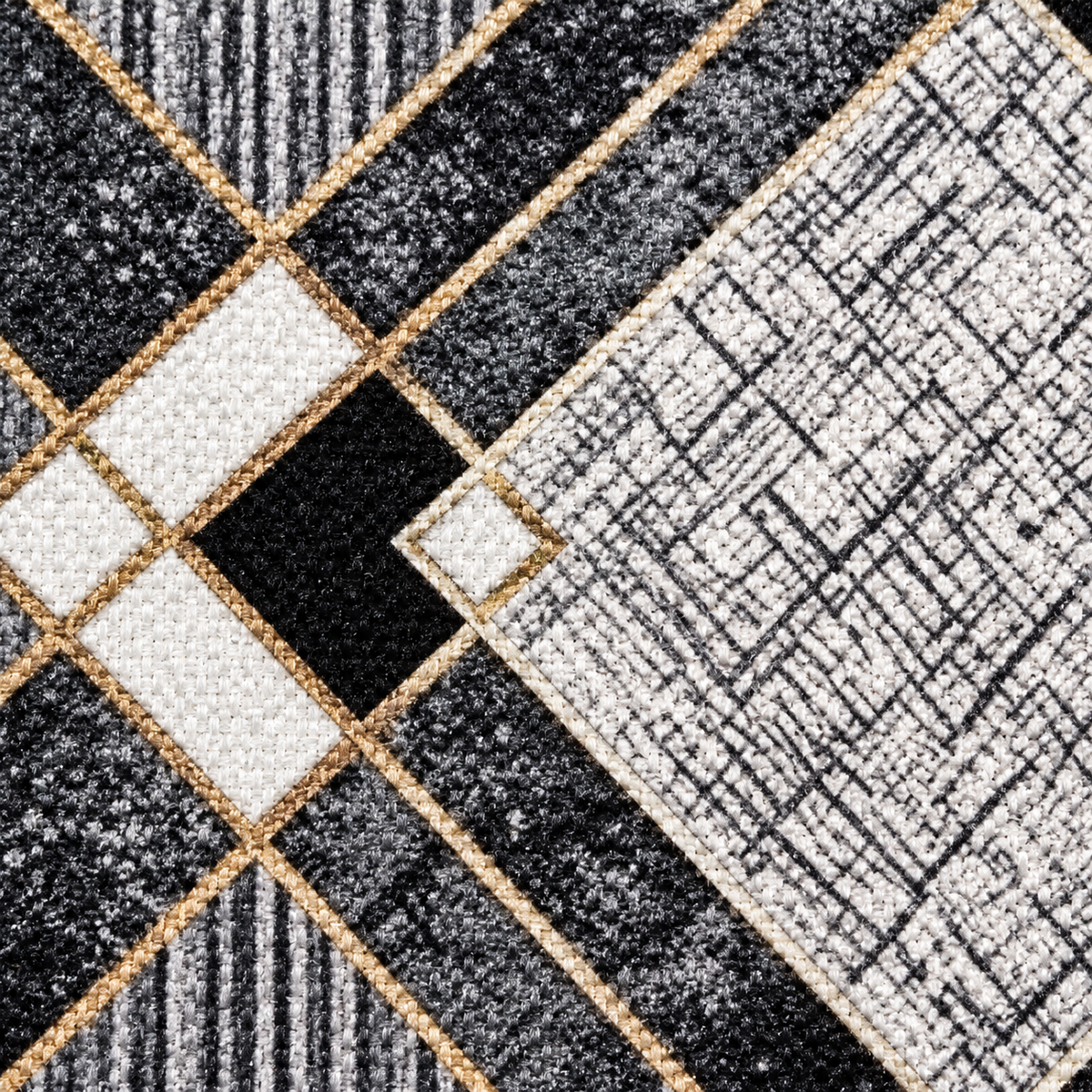 Gatsby – SuperSoft Velvet Rug, Grey & Black Modern Design (SV-116)