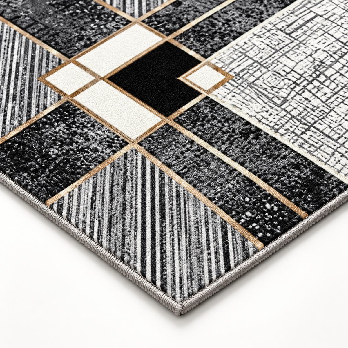 Gatsby – SuperSoft Velvet Rug, Grey & Black Modern Design (SV-116)