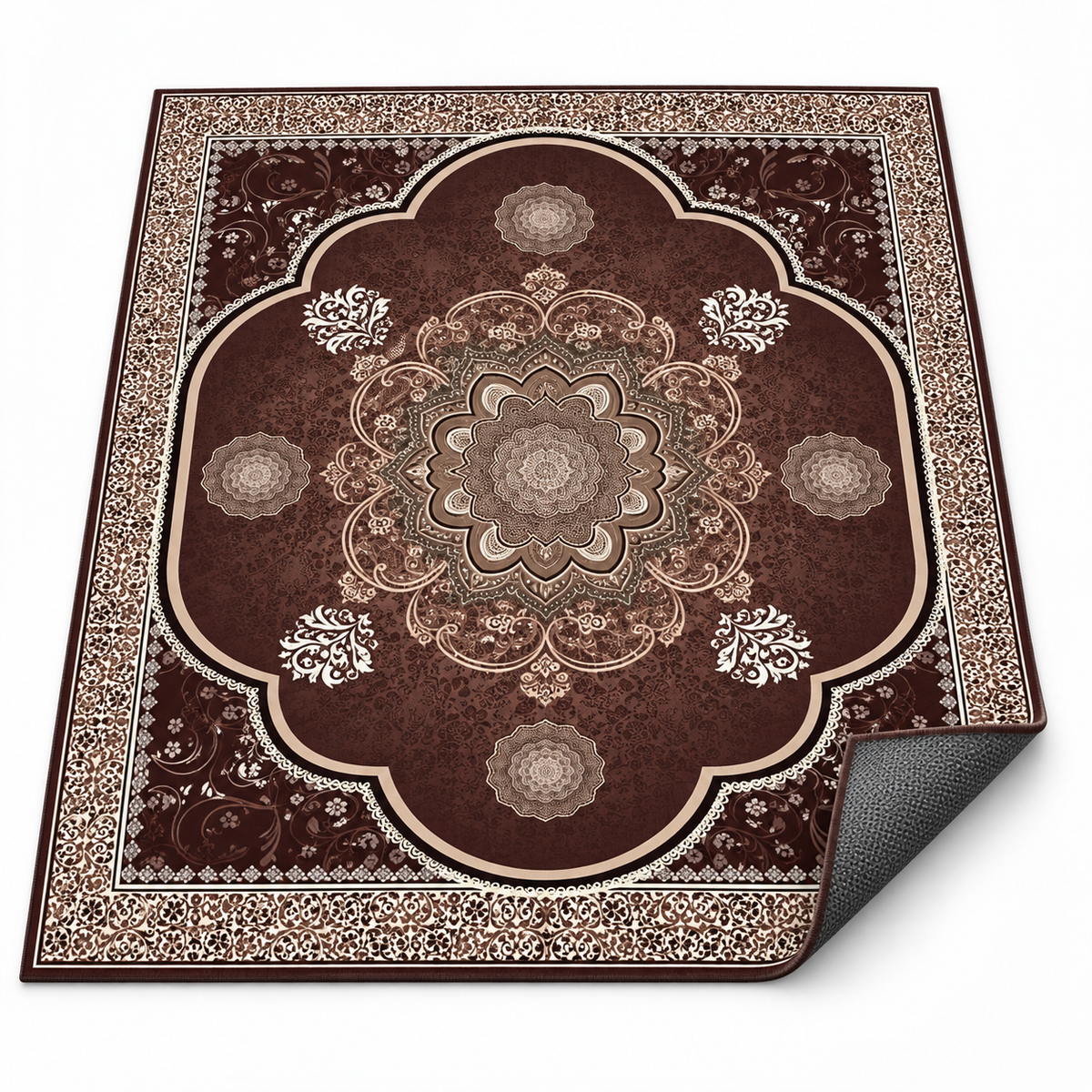 Mocha – SuperSoft Velvet Rug, Brown & Beige Classic Design ( SV-107)