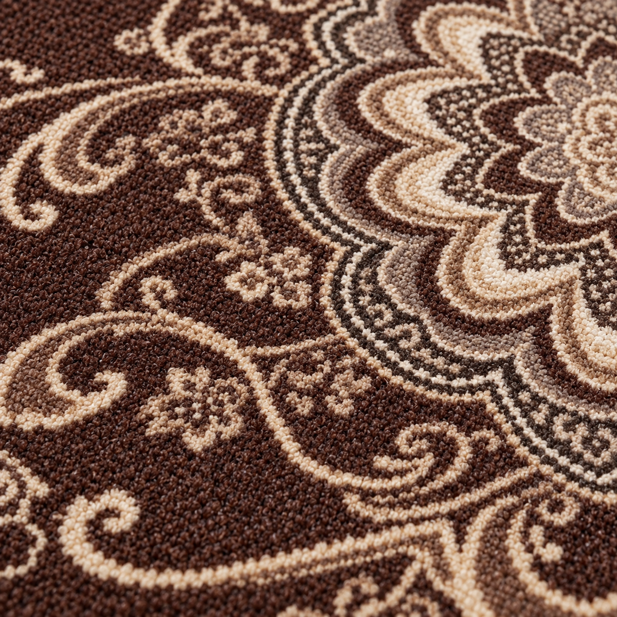 Mocha – SuperSoft Velvet Rug, Brown & Beige Classic Design ( SV-107)