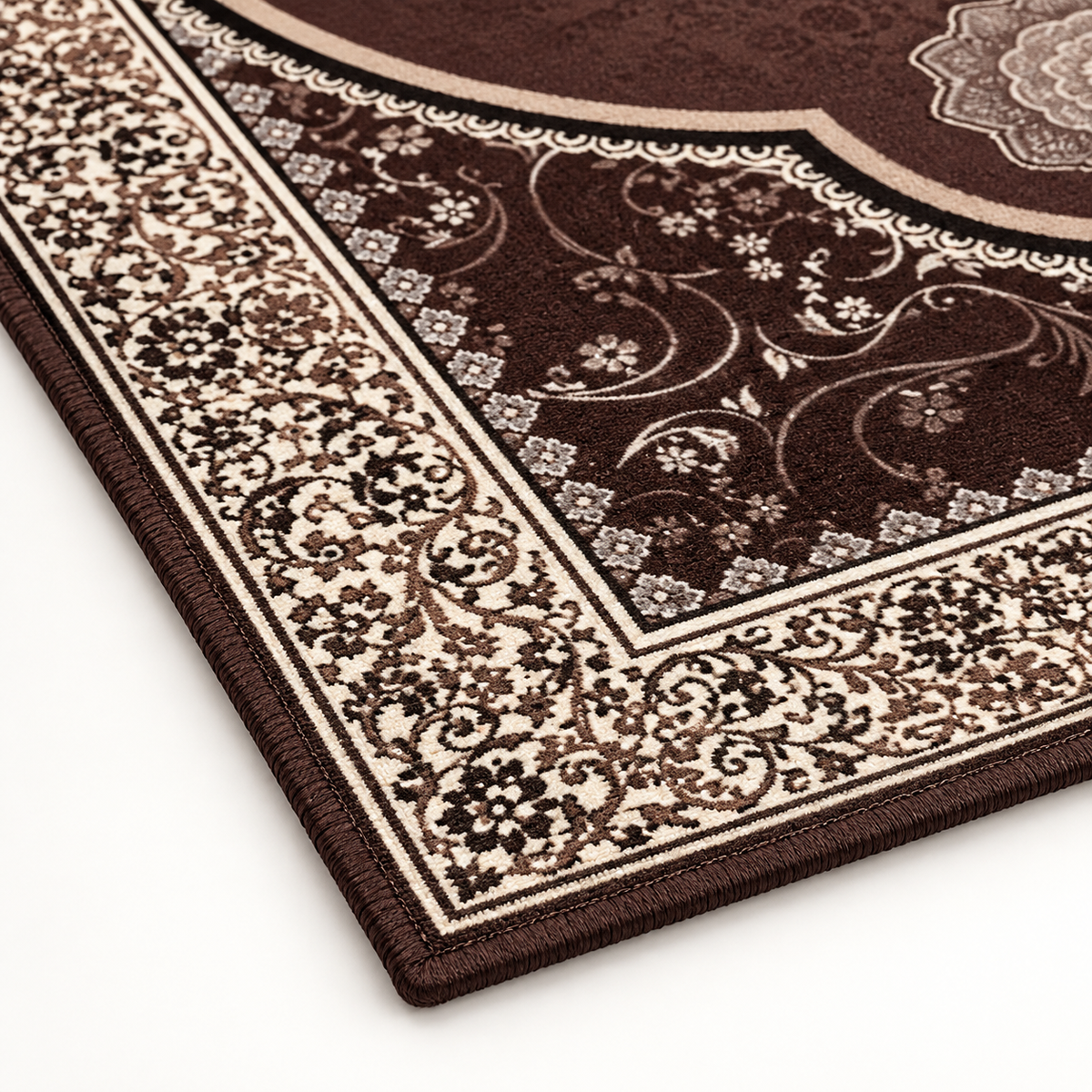 Mocha – SuperSoft Velvet Rug, Brown & Beige Classic Design ( SV-107)