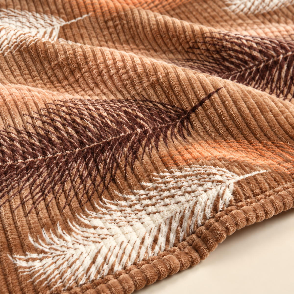 Caramel Plume – Double Bed Flannel Blanket