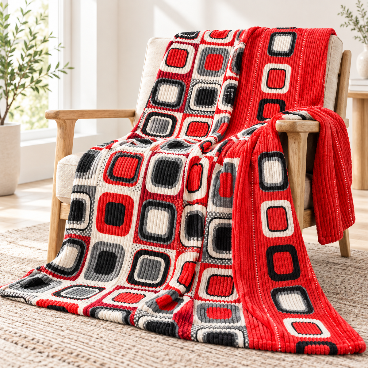 Ruby Mosaic – Double Bed Flannel Blanket