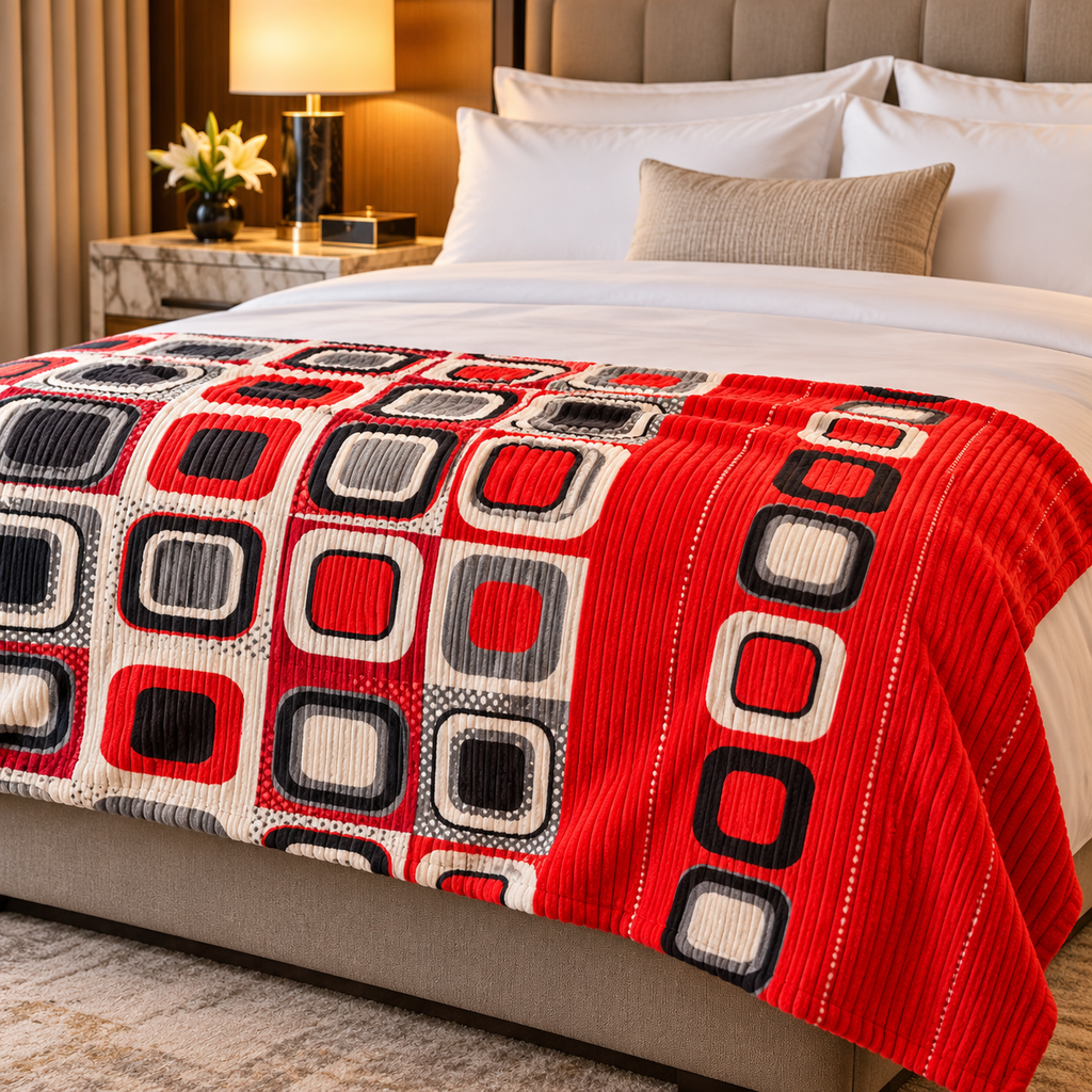 Ruby Mosaic – Double Bed Flannel Blanket