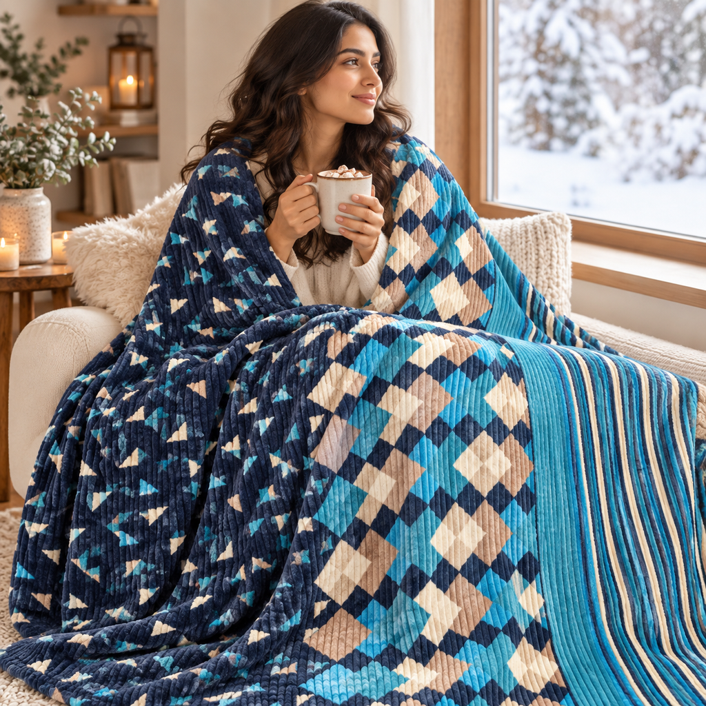 Midnight Prism – Double Bed Flannel Blanket