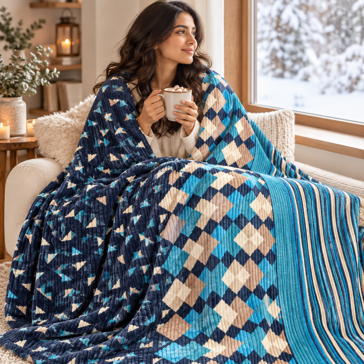 Midnight Prism – Double Bed Flannel Blanket
