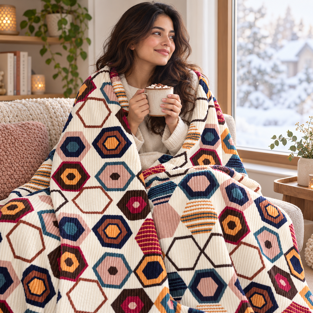Honey Hex – Double Bed Flannel Blanket