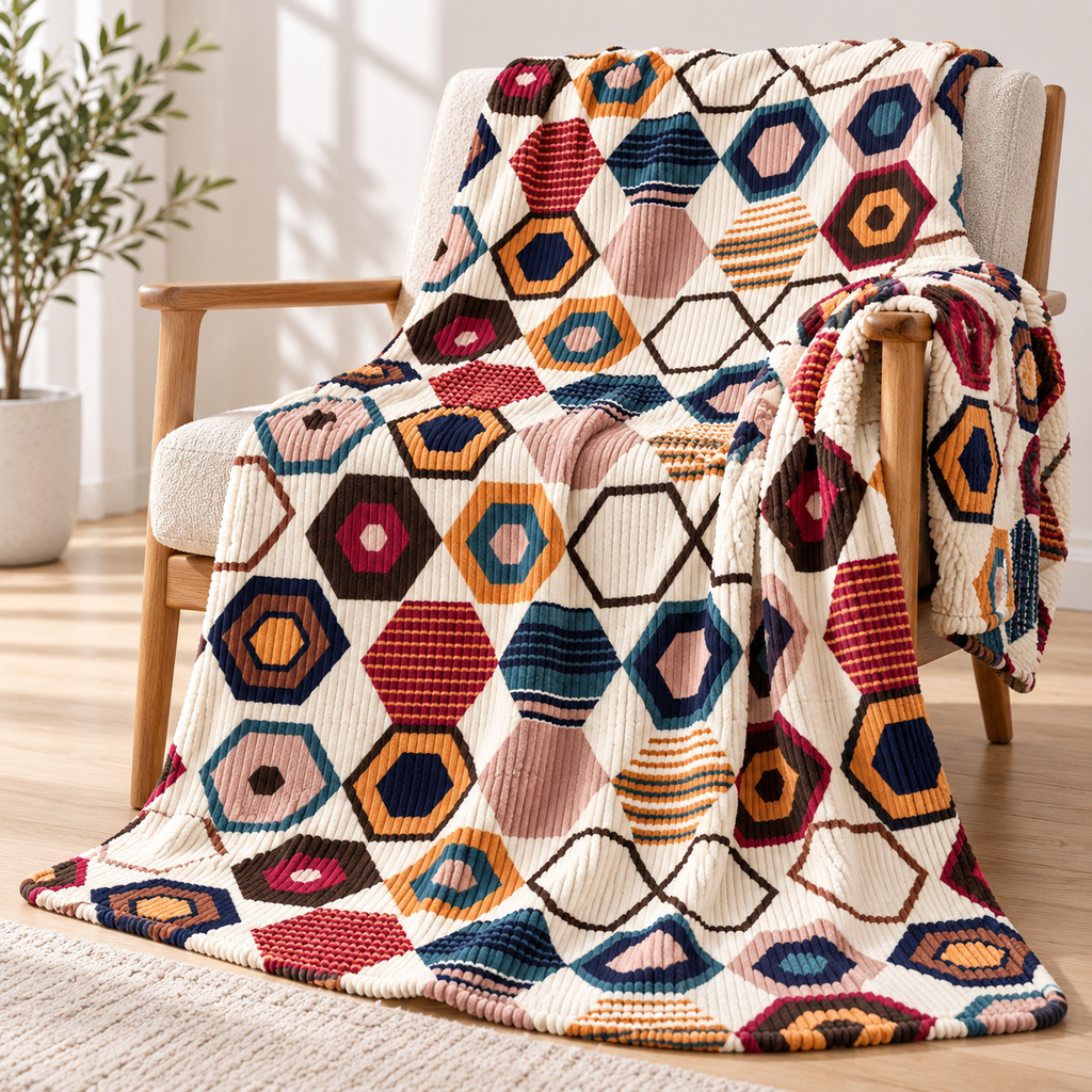 Honey Hex – Double Bed Flannel Blanket