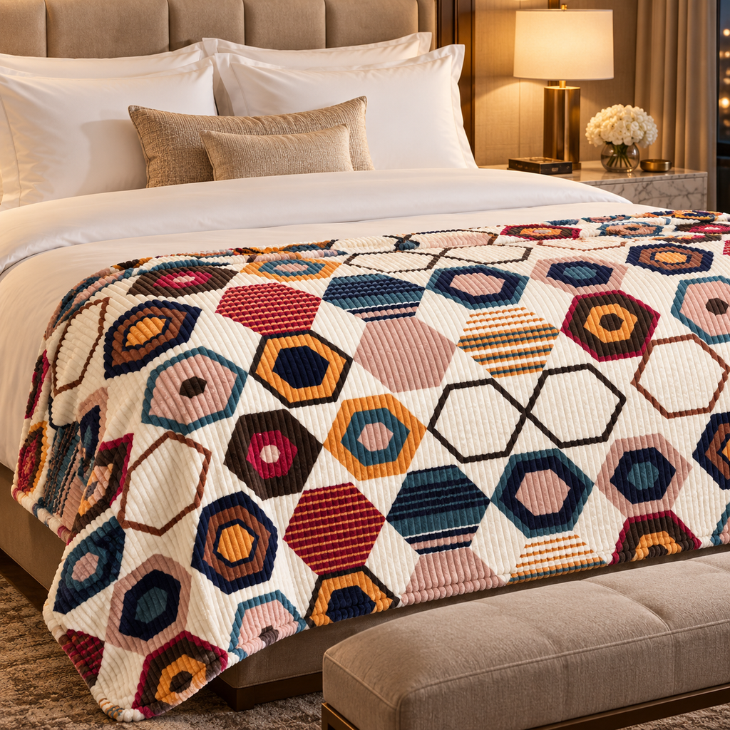 Honey Hex – Double Bed Flannel Blanket