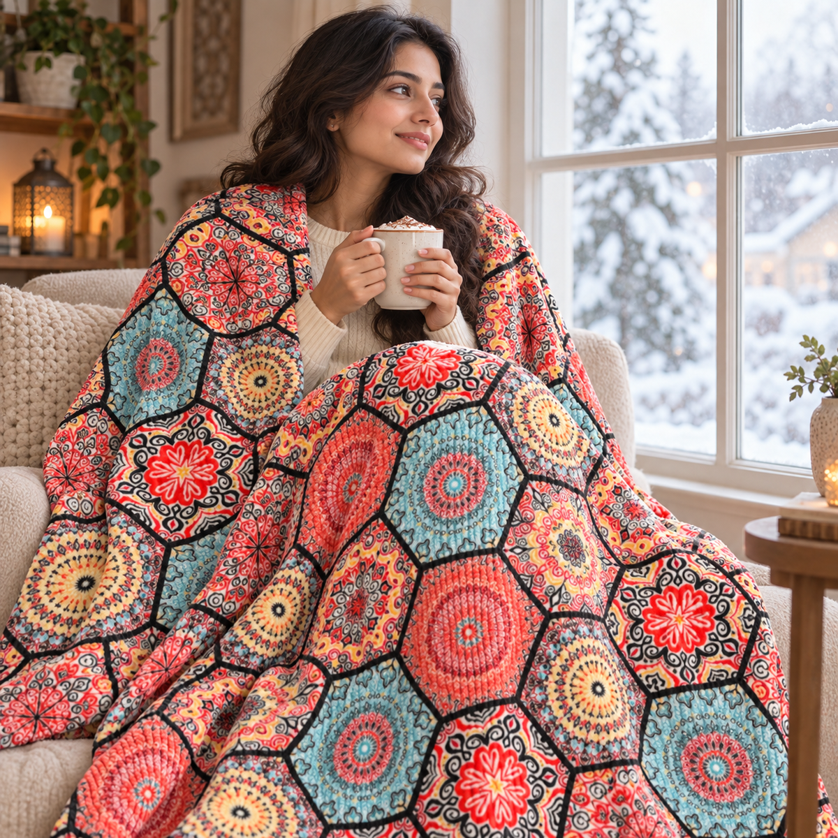 Marrakesh Bloom – Double Bed Flannel Blanket